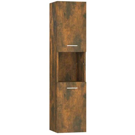 Meuble de Rangement Toilette,Armoire de bain Chêne fumé 30x30x130 cm Bois d'ingénierie -73339 (1/5)