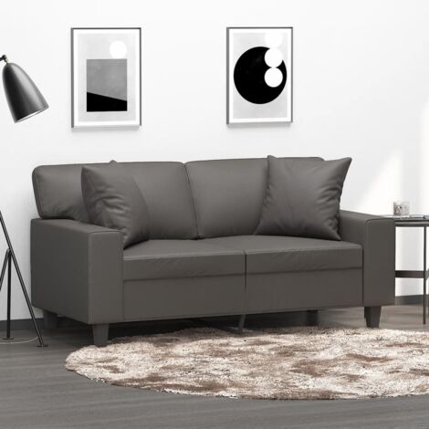 Lot de 2 Coussins Pour canapé/Coussins décoratifs carrés Gris 40x40 cm Similicuir -AD49608 (1/5)