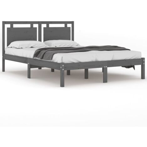 Lit Adulte  Cadre de lit magnifique pour Chambre,Matériau durable Gris Bois massif 200x200 cm -92738 (1/5)