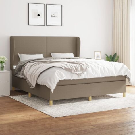 Lit adulte,Lit avec Sommier et Matelas confortable pour Chambre,Ensemble Lit à sommier tapissier Taupe 180x200 cm Tissu -BVN25525 (1/5)