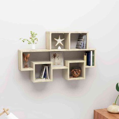 Étagère murale forme d'auto design industriel pour bon décoration Chêne sonoma 82x15x51 cm Aggloméré -BV39220 (1/5)
