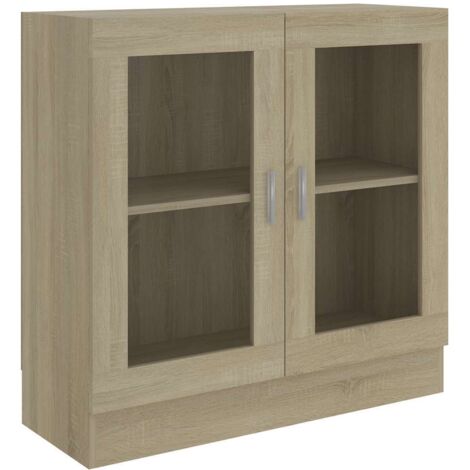 Armoire à vitrine,Meuble de Rangement Chêne sonoma 82,5x30,5x80 cm Aggloméré -47554 (1/5)