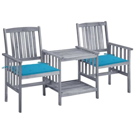 Chaises/Fauteuils de jardin avec table à thé et coussins Acacia solide -TF68068 (1/5)