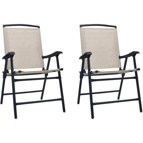Chaises de jardin pliables 2 pcs,Fauteuils d'extérieur Textilène Crème -TF36640 (1/5)