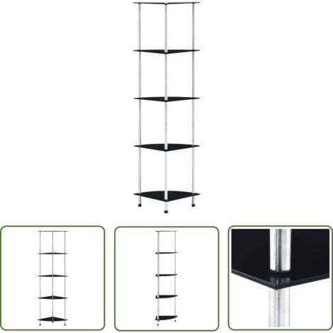 Furniture Limited - Étagère 5 niveaux Noir 30x30x130 cm Verre tre (1/5)