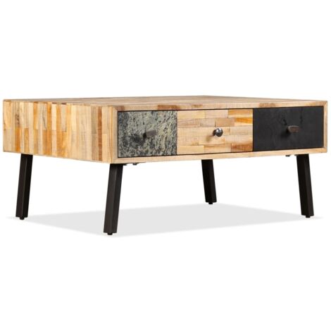 Table Basse de Salon Élégante,Table Canapé Teck de récupération massif 90 x 65 x 40 cm -FR88390 (1/5)