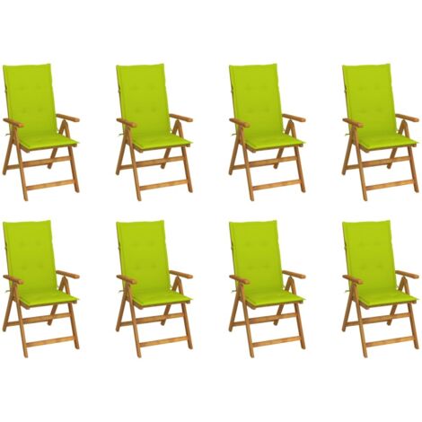 Lot de 8 Chaises pliables de jardin avec coussins,Fauteuils d'extérieur Bois d'acacia -TF46474 (1/5)
