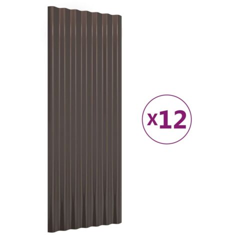 Panneaux de toit,panneaux couverture de toiture 12 pcs Acier enduit de poudre Marron 100x36 cm -35189 (1/5)