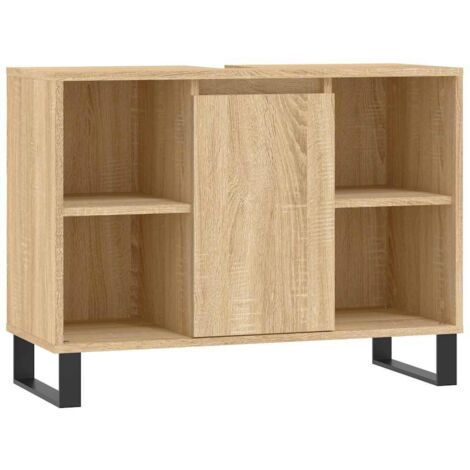 Armoire salle de bain,Meuble de Rangement Toilette chêne sonoma 80x33x60cm bois d'ingénierie -82280 (1/5)
