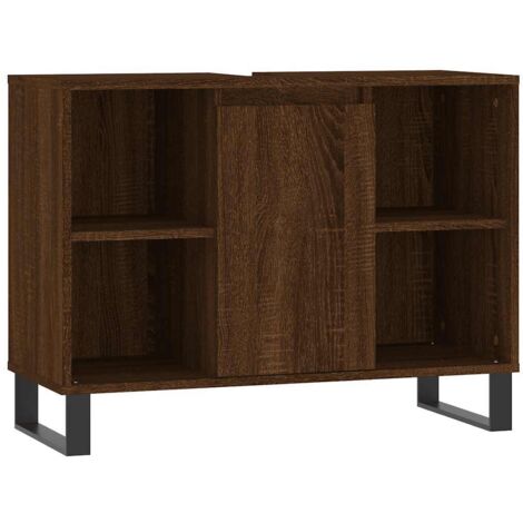 Armoire salle de bain,Meuble de Rangement Toilette chêne marron 80x33x60cm bois d'ingénierie -56851 (1/5)