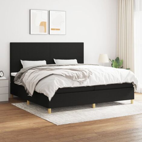 Lit adulte Durable,Lit à sommier Tapissier + Matelas Noir 200x200 cm Tissu -17716 (1/5)