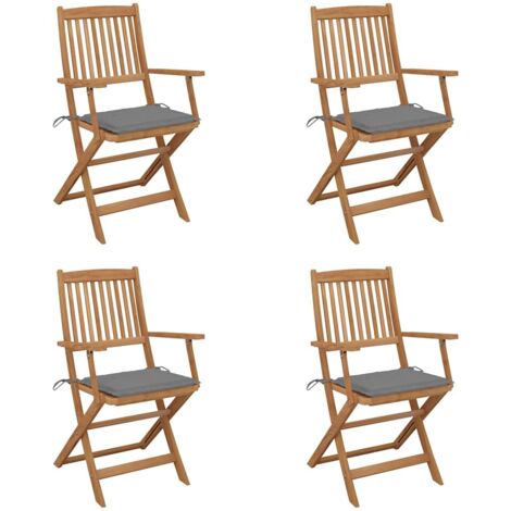 Lot de 4 Chaises pliables de jardin,Fauteuils d'extérieur avec coussins Bois d'acacia -TF61128 (1/5)
