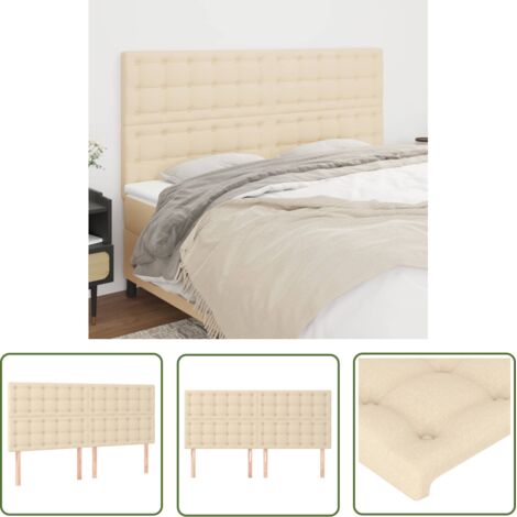 The Living Store Têtes de lit 4 pcs Crème 90x5x78/88 cm Tissu - Tête De Lit - Têtière De Lit - Literie - Meuble De Chambre - Décoration Chambre (1/5)