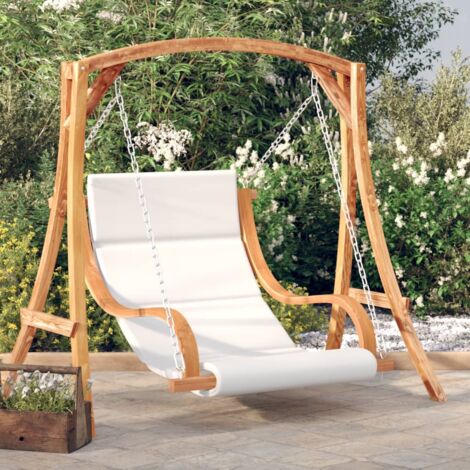 Chaise balançoire,Chaise longue Balancelle jardin avec coussin bois d'épicéa avec finition teck -FR76549 (1/5)