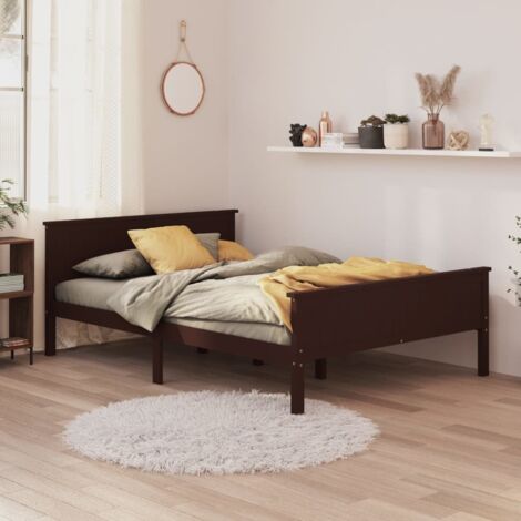 Lit Adulte Cadre de lit magnifique pour Chambre,Matériau durable Marron foncé Bois de pin massif 160x200 cm -41518 (1/5)
