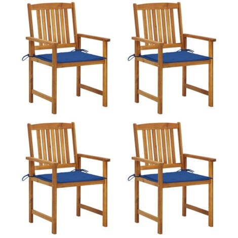 Lot de 4 Chaises/Fauteuils de jardin avec coussins Bois d'acacia massif -TF60922 (1/5)