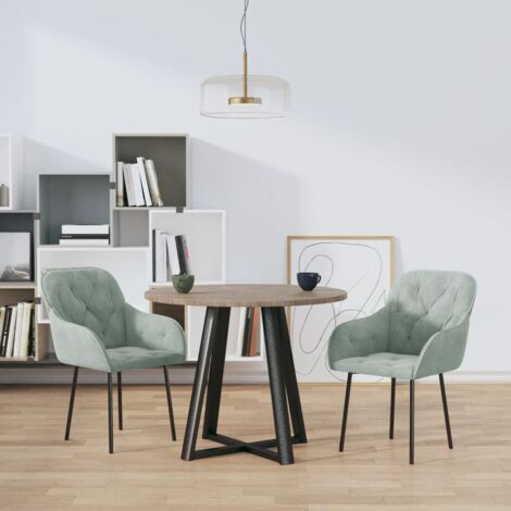 Lot de 2 Chaises à manger,Chaises de salle à manger Gris clair Velours HH90818 (1/5)