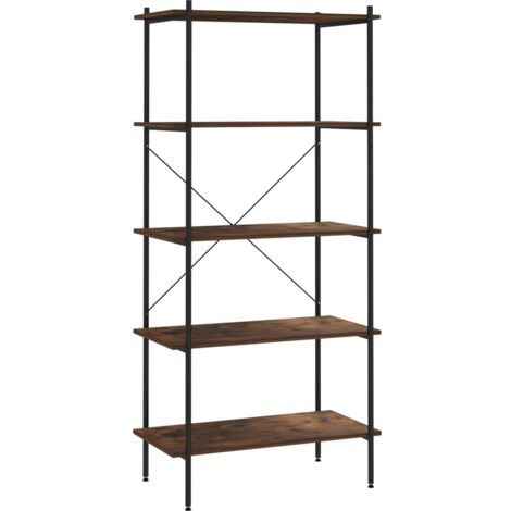 Étagère à 5 niveaux Noir et bois foncé 80x40x163 (1/5)
