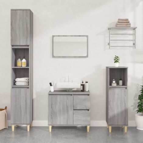 Meuble de salle de bain Vintage,Aromire de rangement Toilette sonoma gris 30x30x100 cm -62311 (1/5)