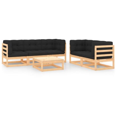 Salon de jardin 6 pcs,Mobilier de terrasse,Table et Chaise pour Relax avec coussins Bois de pin massif -YZ513512 (1/5)
