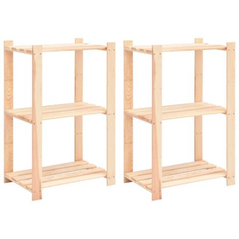 Lot de 2 Étagères de Rangement à 3 niveaux,Meuble Rangement Bibliothèque pour Salon, Bureau 60x38x90 cm Pin 150 kg - DH49951 (1/5)