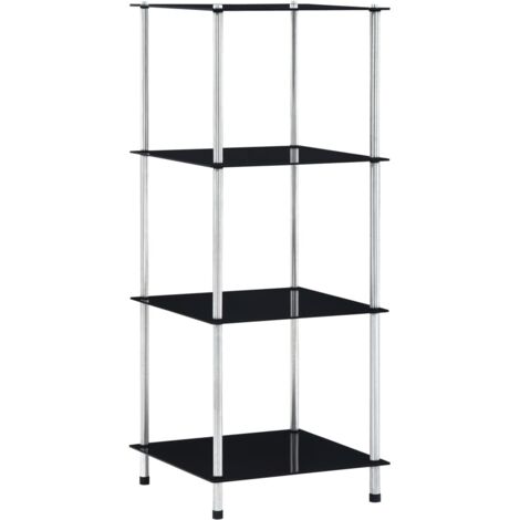 Étagère 4 niveaux,Bibliothèque,Étagère de Rangement Ouvert,Vitrine livres Noir 40x40x100 cm Verre trempé - DH80665 (1/5)