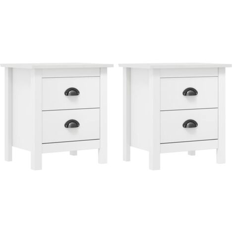 Lot de 2 Tables de chevet,Tables d'Appoint Industriel - Tables de Nuit Hill Blanc 46x35x49,5 cm Bois pin solide -BV74587 (1/5)
