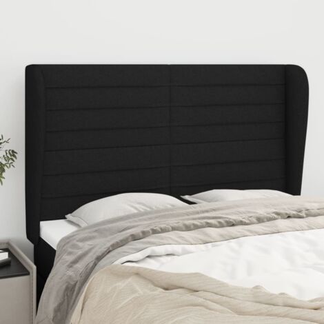 Tête de lit avec oreilles classique Noir 147x23x118/128 cm Tissu -BV96009 (1/5)