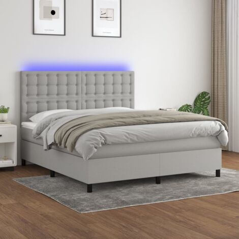 Sommier tapissier et matelas et LED,Ensemble Sommier + Matelas pour Lit adulte Gris clair 180x200 cm Tissu -BV47882 (1/5)