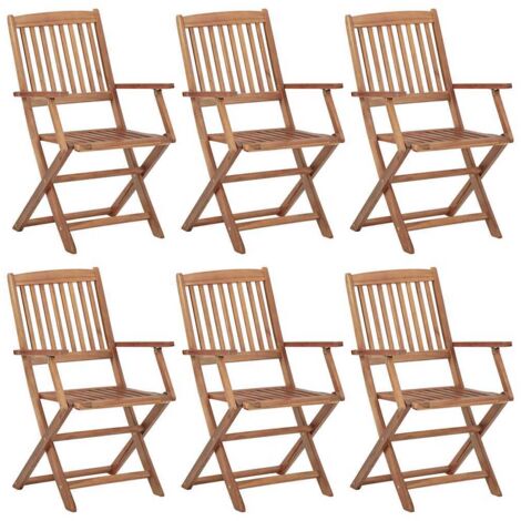 Lot de 6 Chaises pliables de jardin,Fauteuils d'extérieur Bois d'acacia solide -TF10306 (1/5)