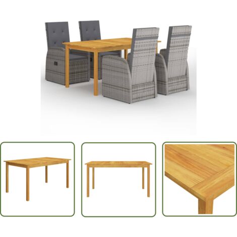 Ensemble Table et Chaise de Jardin  Salon de jardin 5 pcs Gris 69971 (1/5)