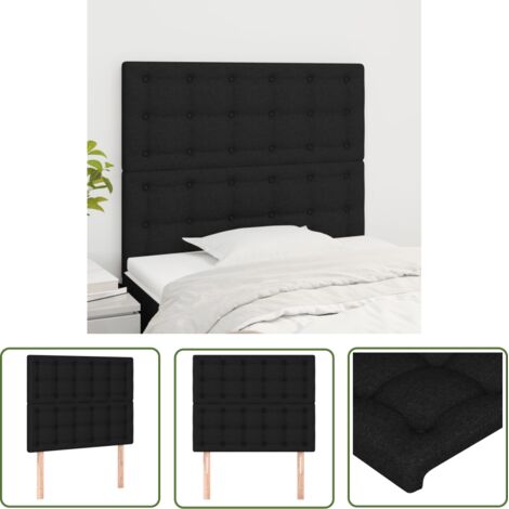 The Living Store Têtes de lit 2 pcs Noir 90x5x78/88 cm Tissu - Tête De Lit - Têtière De Lit - Literie - Meuble De Chambre - Mobilier (1/5)
