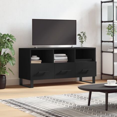 Meuble TV,Banc TV noir 102x36x50 cm bois d'ingénierie -BV92653 (1/5)