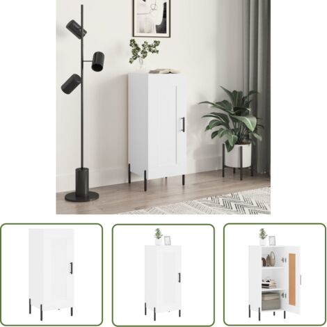 The Living Store Buffet blanc 34,5x34x90 cm bois d'ingénierie - Buffet - Meuble De Rangement - Armoire - Commode - Mobilier (1/5)