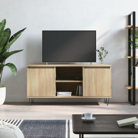 Meuble TV,Banc TV chêne sonoma 104x35x50 cm bois d'ingénierie -BV47587 (1/5)