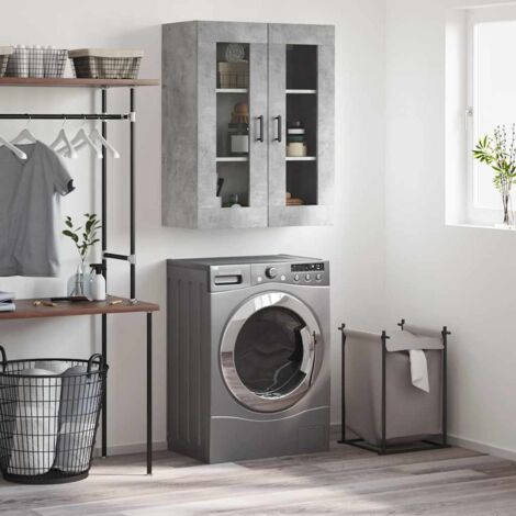 Armoire murale moderne,Buffet haut,Placard de Rangement suspendu gris béton 69,5x34x90 cm -QS56827 (1/5)