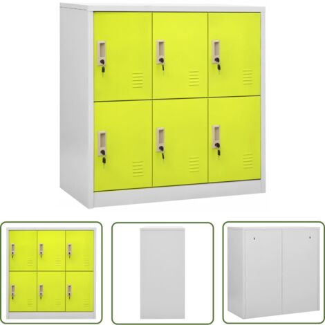 Lot de 2 Armoires à casiers,Vestiaire Rangement à casies Gris clair et vert 90x45x92,5 cm Acier -80506 (1/5)