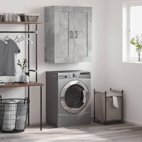 Armoire murale moderne,Buffet haut,Placard de Rangement suspendu gris béton 69,5x34x90 cm bois d'ingénierie -QS29115 (1/5)