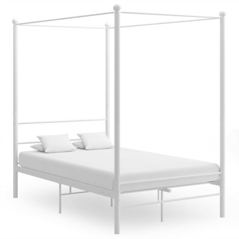 Lit adulte - Cadre de lit pour Adultes, Enfants à baldaquin Blanc Métal 140x200 cm -57832 (1/5)