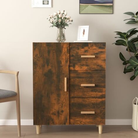 Buffet,Placard de cuisine,Meuble de rangement chêne fumé 69,5x34x90 cm bois d'ingénierie -TZ36033 (1/5)