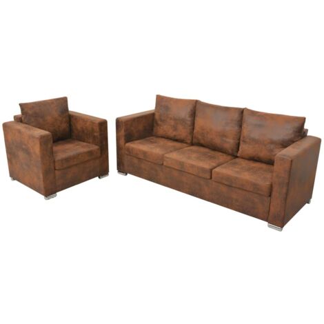 Lot de 2 Ensemble de canapés,Sofa Charm Cuir daim synthétique -Q7441 (1/5)