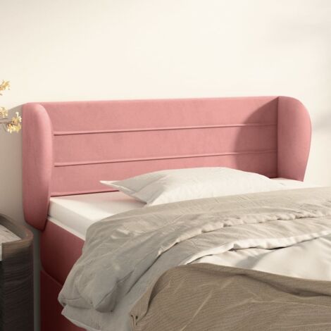 Tête de lit avec oreilles Armoire de Tête de lit pour Chambre - Rose 103x23x78/88 cm Velours -23564 (1/5)