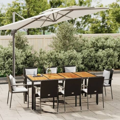 Lot de 9 Ensemble à dîner de jardin,Meubles Mobilier à dîner et coussins noir résine tressée -40891 (1/5)