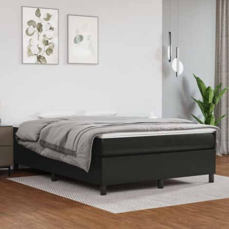 Lit Adulte Fonctionnel - Lit à sommier tapissier avec matelas pour Couchage Noir 140x200 cm Similicuir BV41478 (1/5)