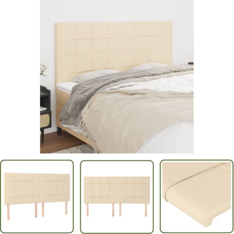 The Living Store Têtes de lit 4 pcs Crème 90x5x78/88 cm Tissu - Tête De Lit - Têtière De Lit - Literie - Meuble De Chambre - Décoration Chambre (1/5)
