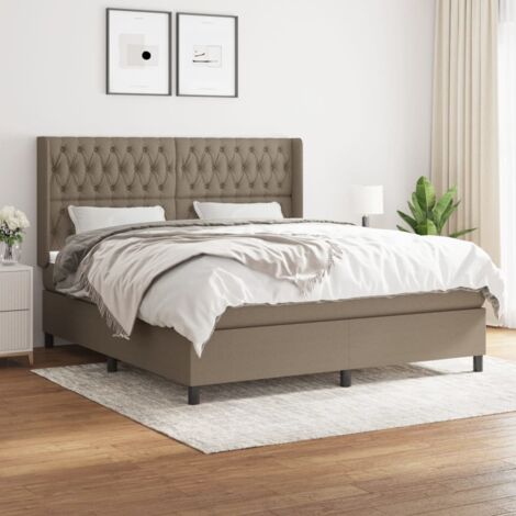 Lit adulte,Lit avec Sommier et Matelas confortable pour Chambre,Ensemble Lit à sommier tapissier Taupe 180x200 cm Tissu -BVN44077 (1/5)