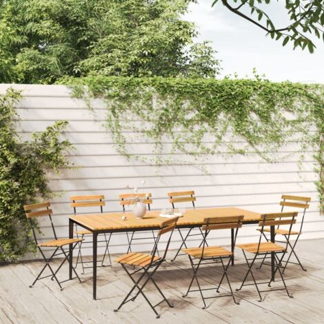 Lot de 8 Chaises pliables de jardin,Fauteuils d'extérieur Acier et bois d'acacia massif -TF21915 (1/5)