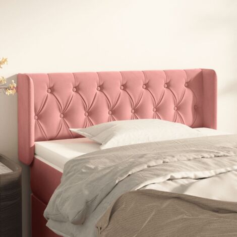 Tête de lit avec oreilles classique Rose 93x16x78/88 cm Velours -BV96975 (1/5)