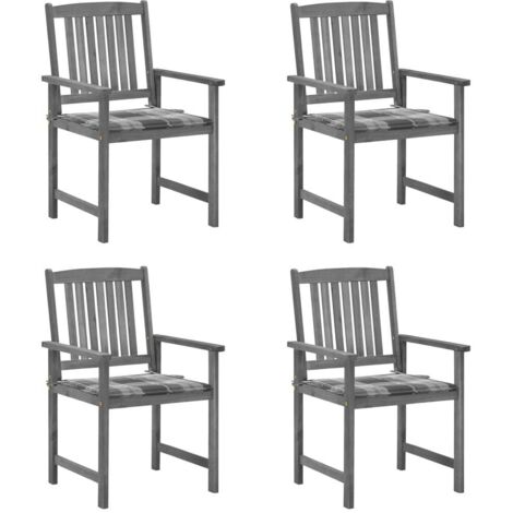 Lot de 4 Chaises/Fauteuils de jardin avec coussins Gris Bois d'acacia massif -TF57784 (1/5)