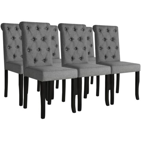 Lot de 6 Chaises à manger,Chaises de salle à manger gris foncé tissu HH52157 (1/5)
